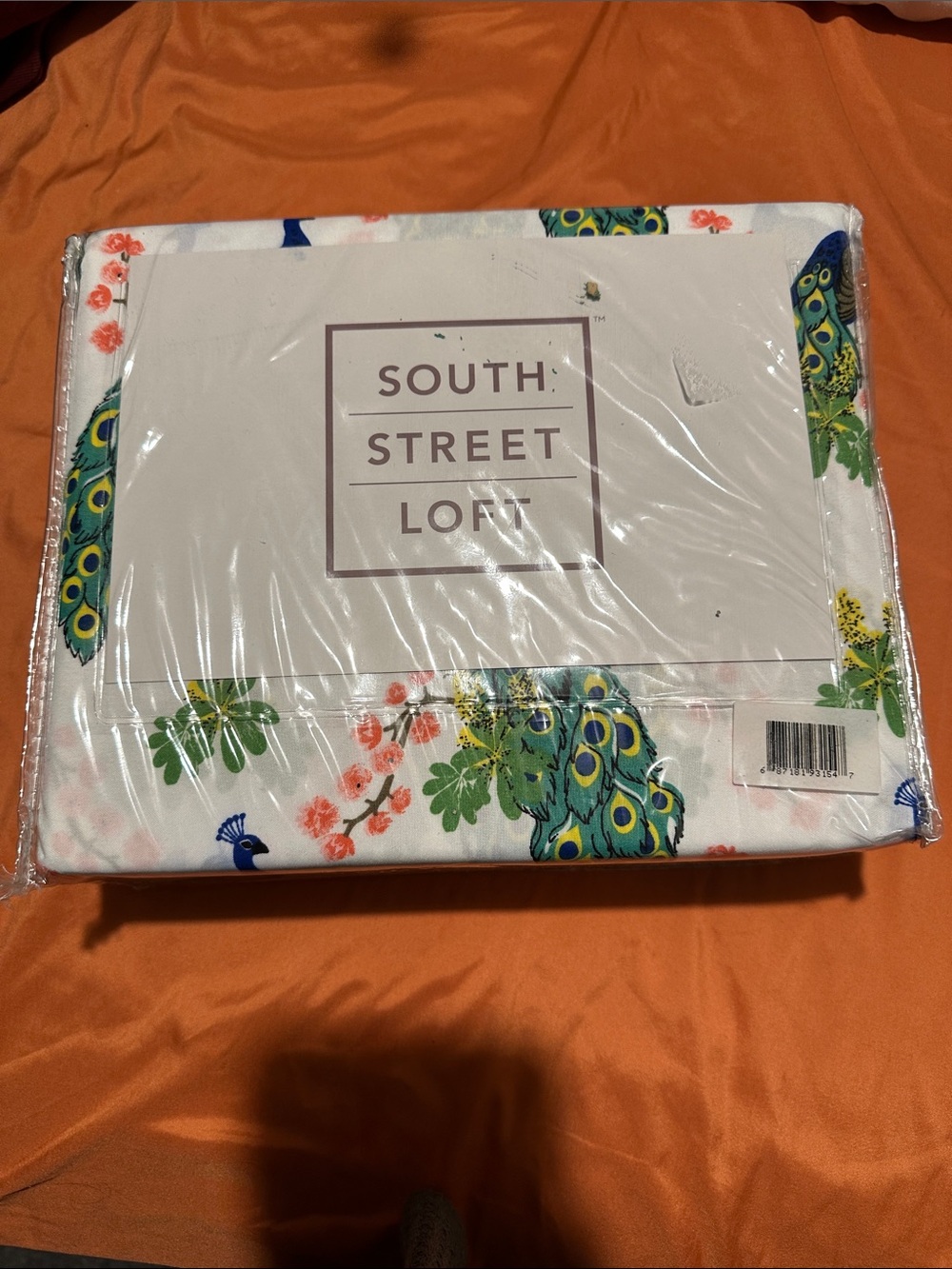 South Street Loft Peacock Floral Duvet Cover - White with Green & Blue